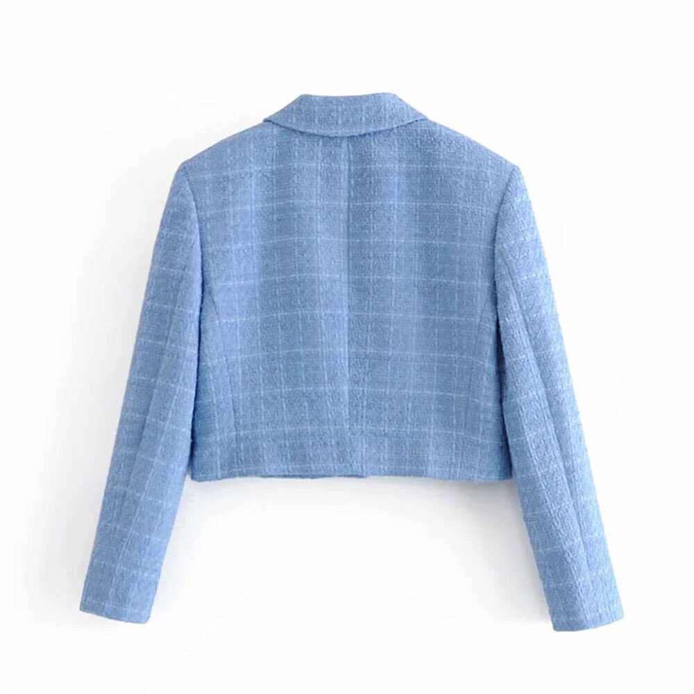 BBWM Women Texture Tweed Crop Top Jacket Ladies Short Coat Chic Female Outerwear Spring