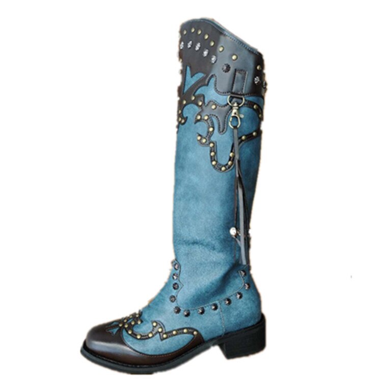 Botas de tacón bajo con punta redonda para mujer, zapatos de , media, de goma, invierno,