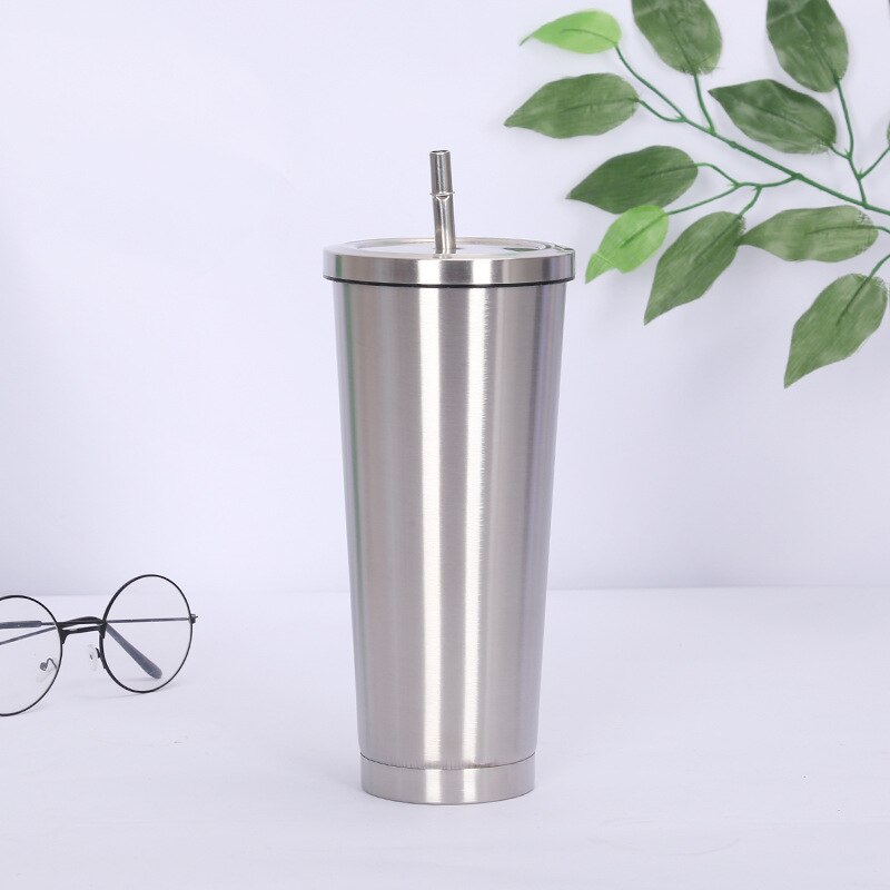 Taza de café portátil para coche, vaso frasco al vacío de gran capacidad, termo de acero inoxidable, 304: Plata