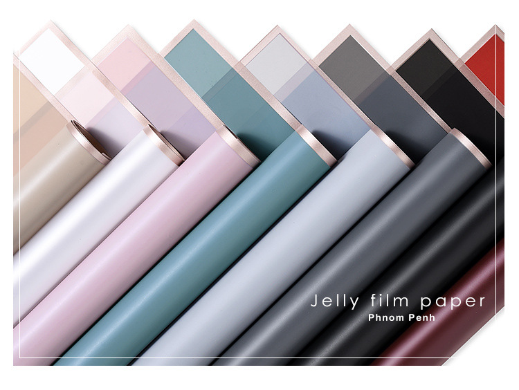 Waterproof Golden Edge Craft Paper Half Transparent Jelly Film Flower Bouquets Wrapping Paper DIY Packing Florist Supplies: Random color mix