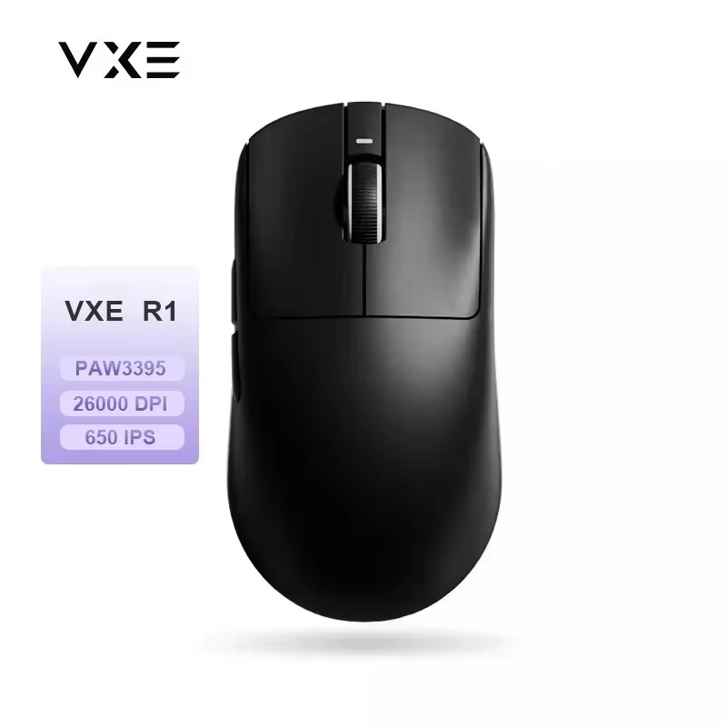 Vxe Dragonfly R1 ProMax Gaming Mouse Bluetooth Mouse Rechargeable Gamer Paw3395 Lightweight Ergonomic Wireless Mouse Esport: black
