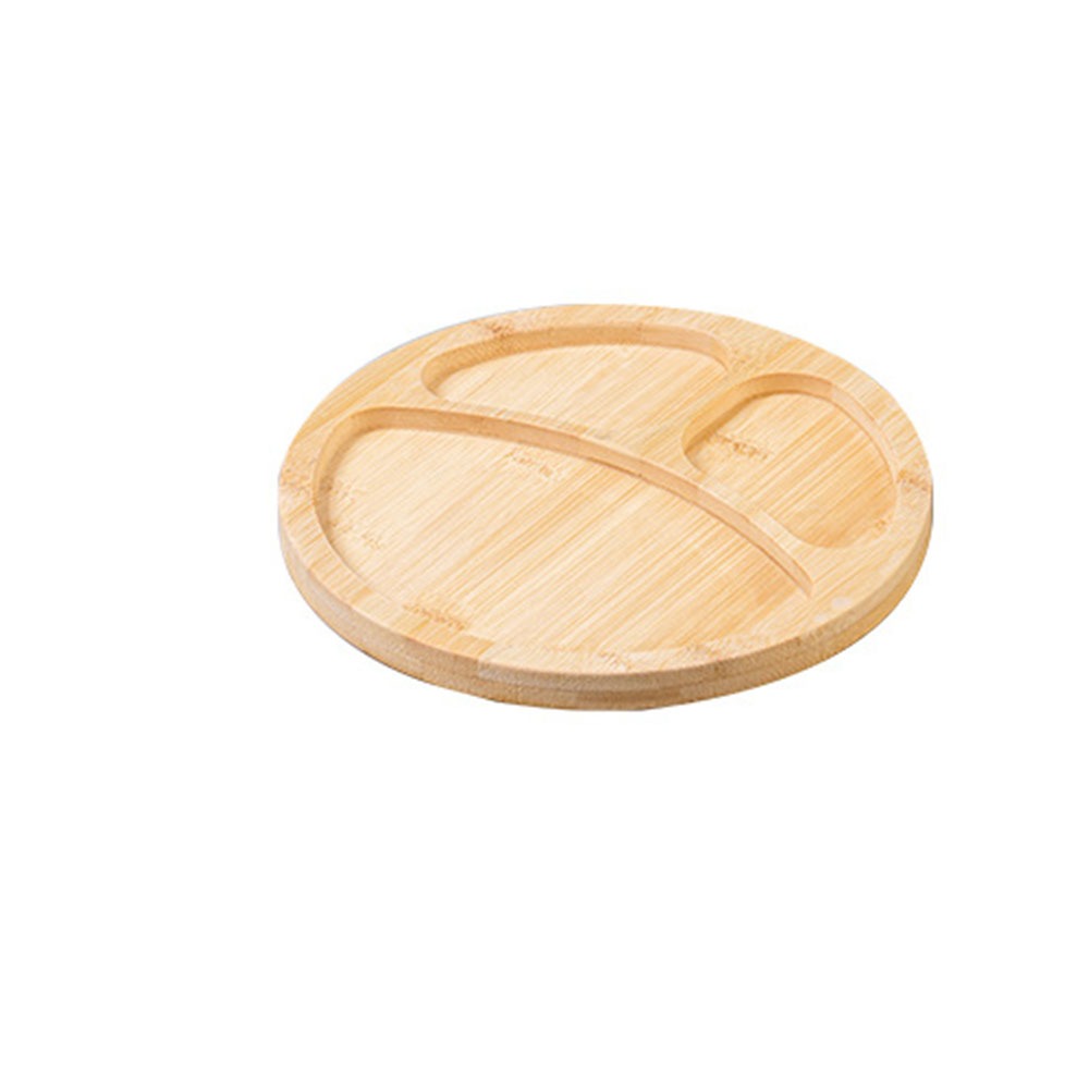 Round Wooden Divided Fruit Tray Nut Platter Handcrafted Snacks Server Dish Wooden Multi-cell Fruit Snack Plate: Pink