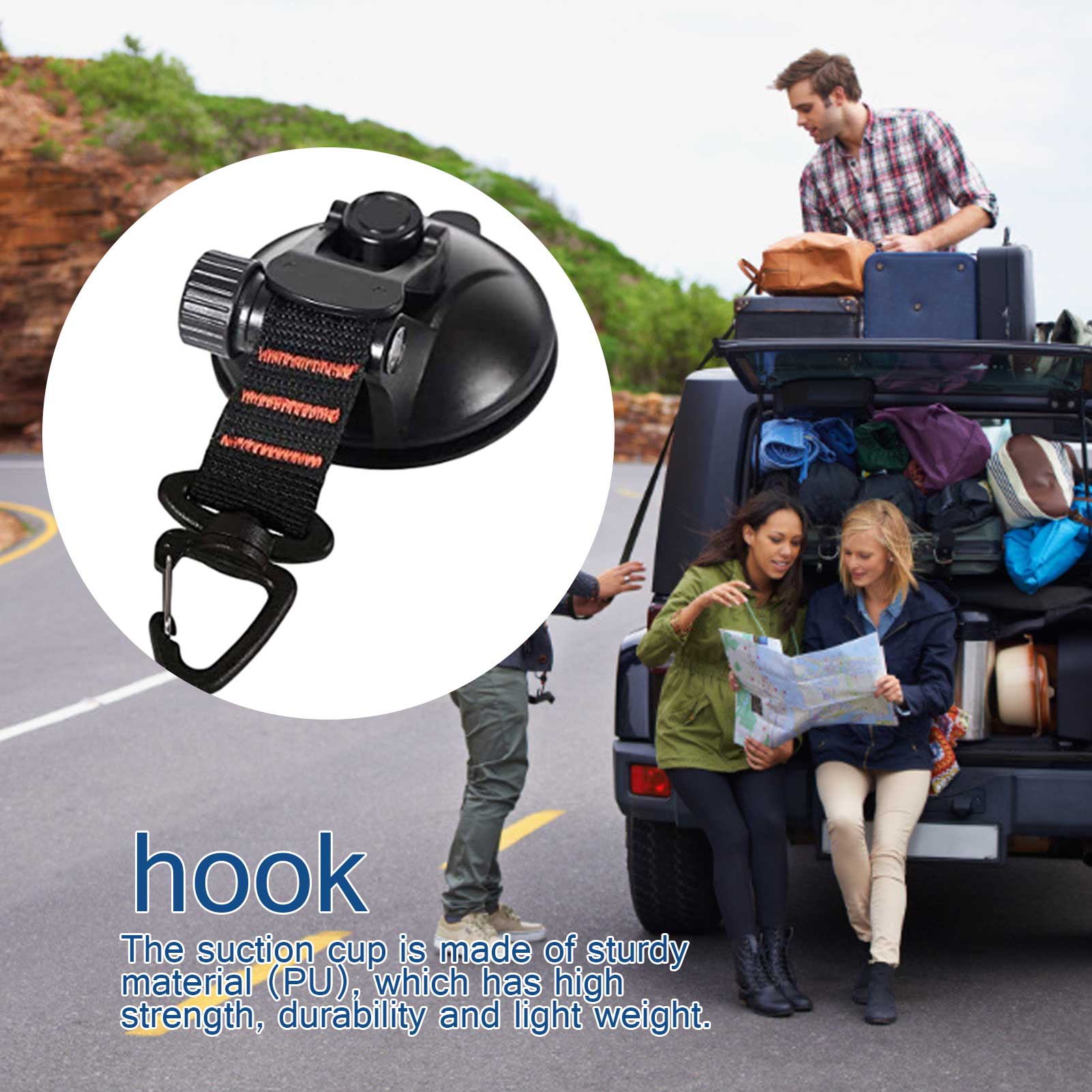 Anclaje con ventosa para exteriores, gancho de seguridad para atar, lona de Camping como toldo lateral del coche, lonas de piscina, accesorio para carpas de coche al aire libre