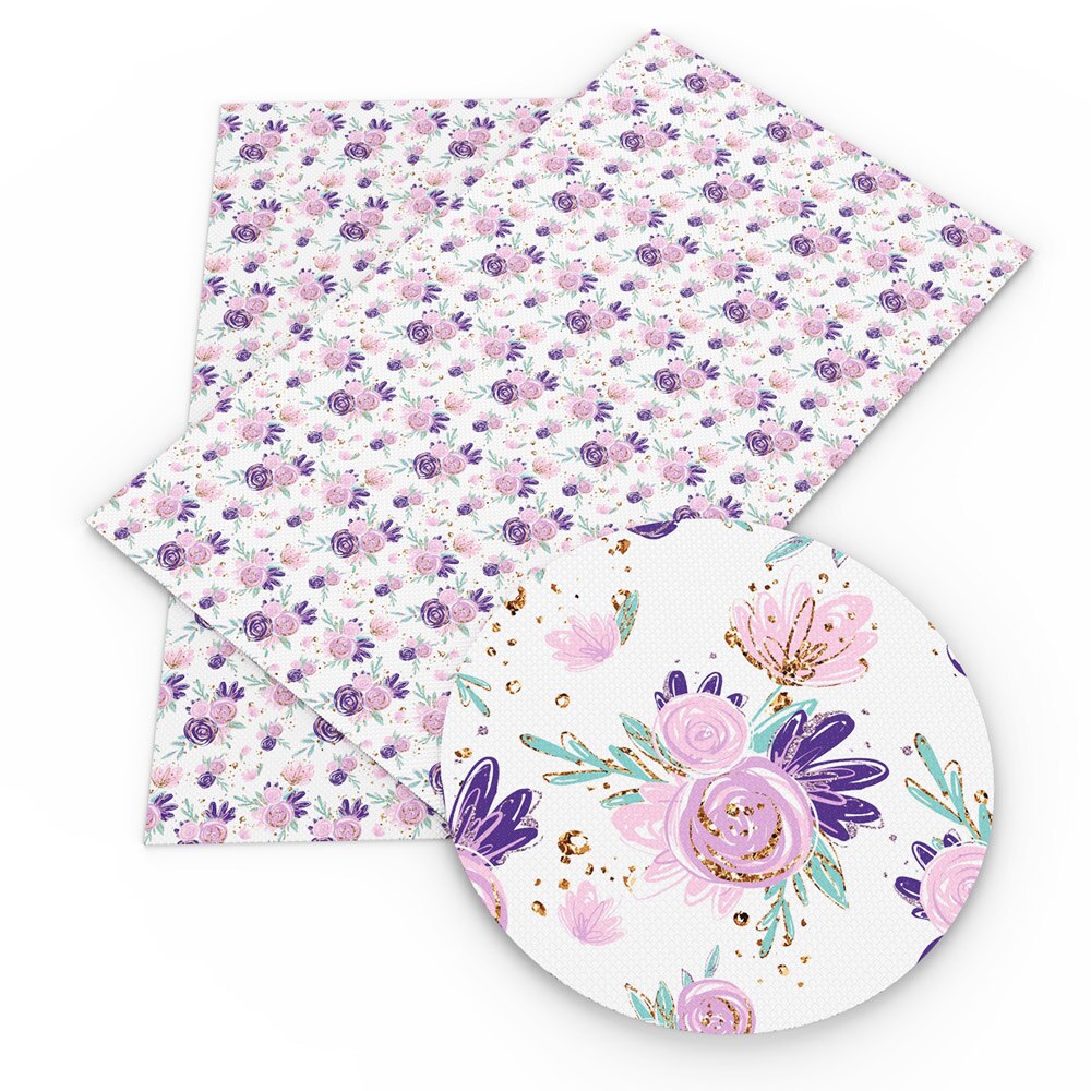 Gladde Textuur Faux Kunstleer Vel Bloemenprint Synthetisch Leer Stof Voor Bow Ambachten Diy Handgemaakte Materiaal, 1Yc20883: 1073140046 / A4 20X30Cm