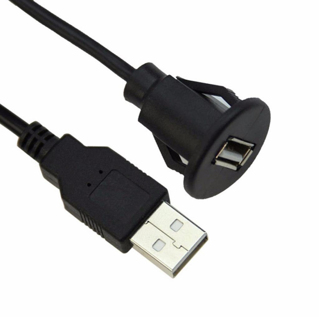 2M USB Male to Female Extension Socket Flush Mount Lead Cable With Mounting Panel for Car Boat
