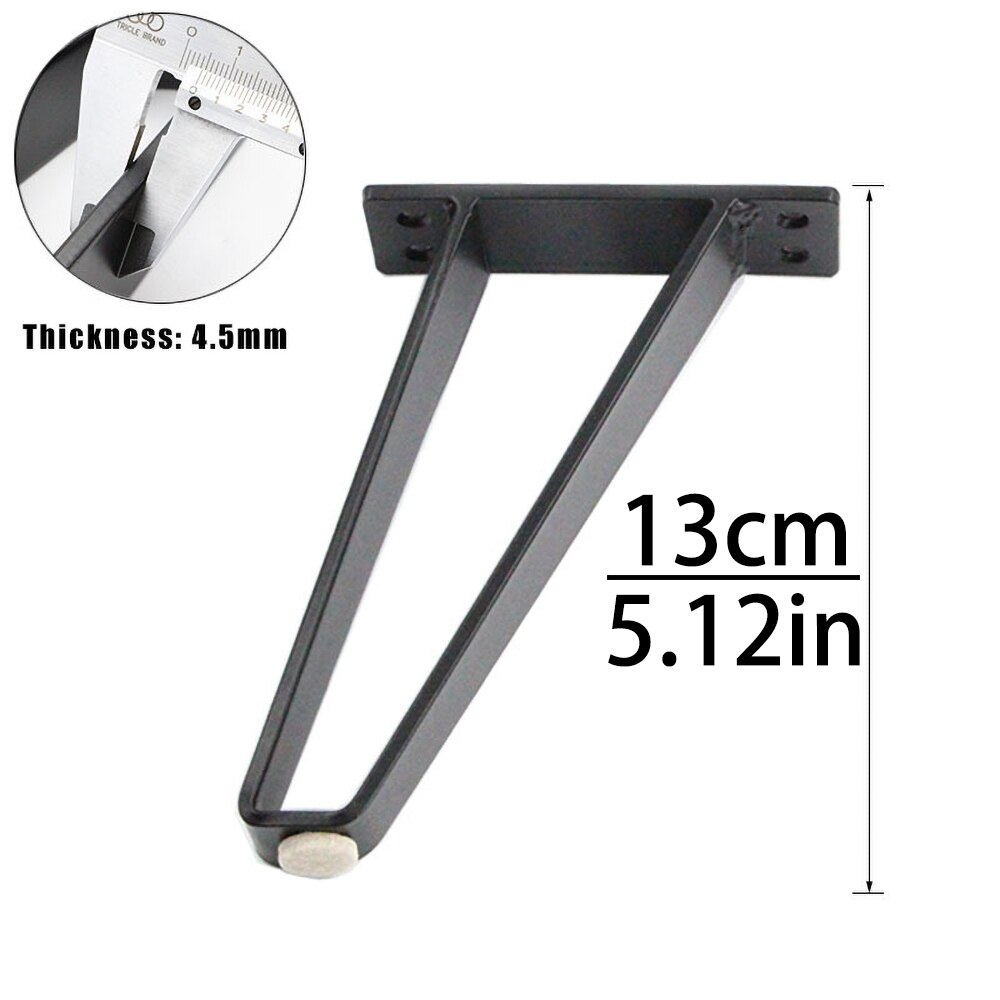 Onuobao 2PCS V Shaped Carbon Steel Furniture Legs Nordic Style Light Luxury Metal Bathroom Sofa Cabinet Table Bed Leg: Black-13cm-2pcs