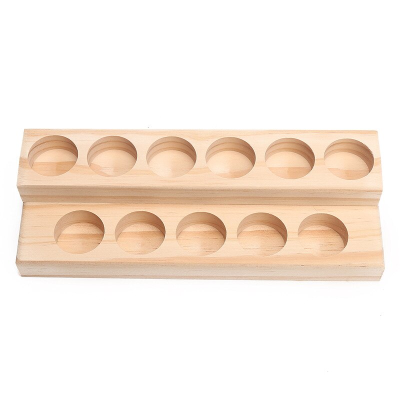 11 hål trä eterisk olja bricka handgjorda naturligt trä display rack demonstrationsstation för 5-15ml flaskor