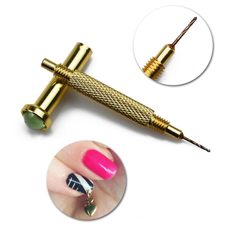 1Pc Nail Art Hand Dangle Boorgat Maker Puntjes Pen Piercing Professionele Kunstnagels Manicure Nail Art Tool Willekeurige kleur