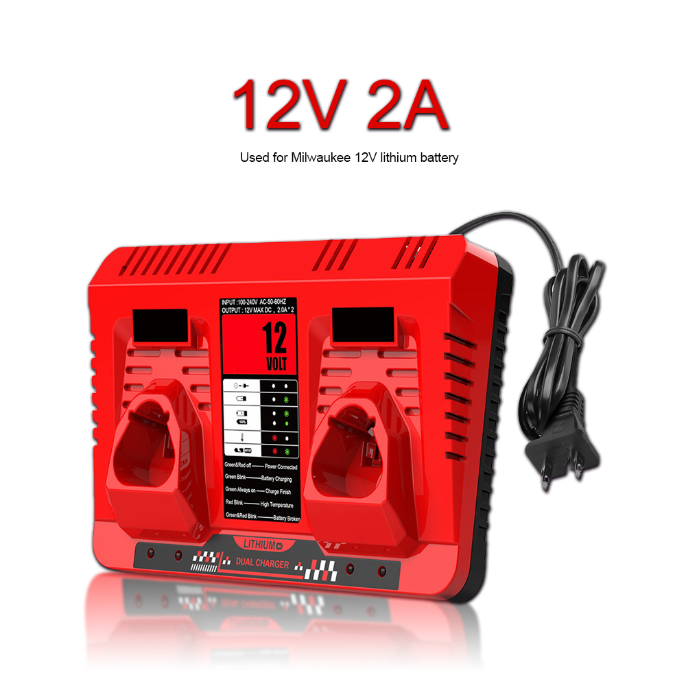 Suitable for Milwaukee M12 N12 lithium ion battery charger N124-4 charging 12A144W fast charging with USB and Typec output ports: Other / UK