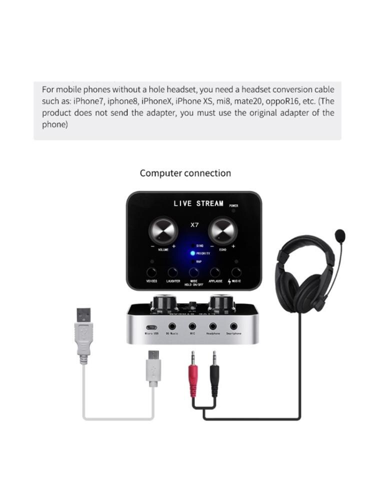 External Sound Card Headset Microphone Webcast Live Broadcast Voice Changer B95C