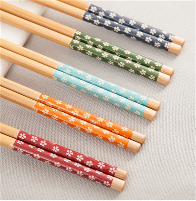 Palitos para Sushi, madera de bambú Natural, Manual puro, Chino, Tradicional, Vintage, flor Natural, reutilizable, 1 par