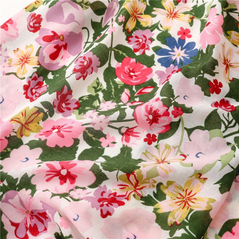 Foulard en coton imprimé de fleurs pour femmes, écharpe fine et respirante, longue, Hijab musulman, châles et enveloppes