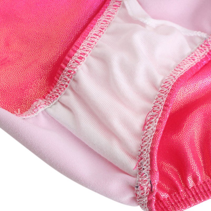 Kids Ballet Pink Gradient Long Sleeve Girls Gymnastics Girls Shiny Dance Performance Ballet Leotards