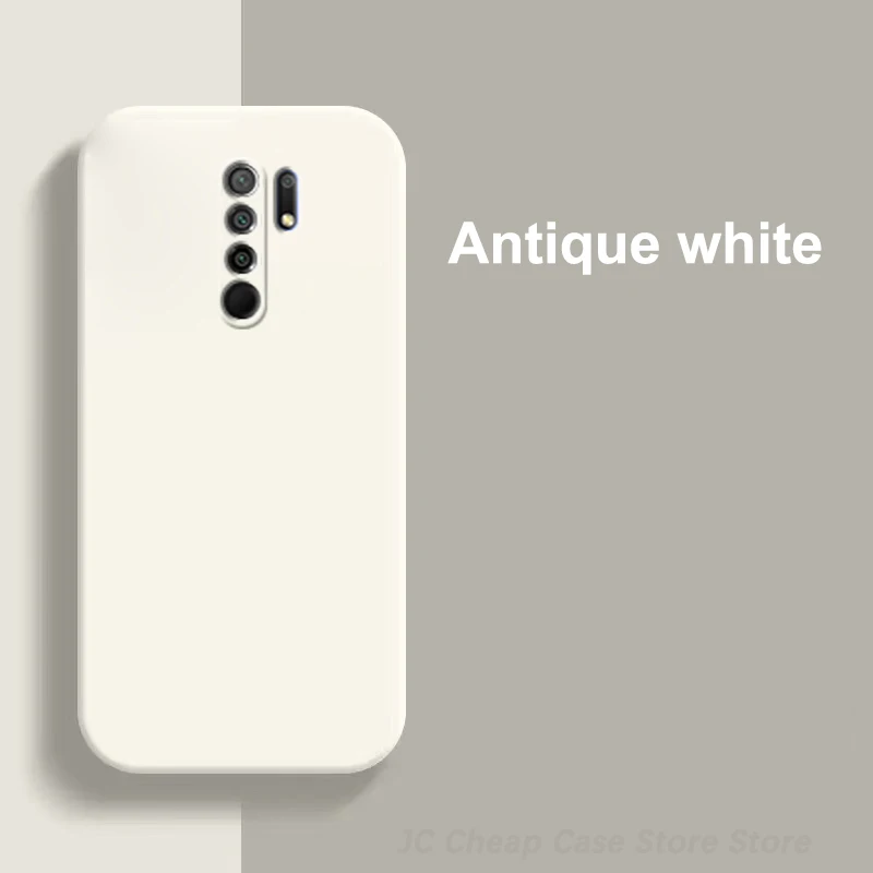Flüssige Silikon-Handyhülle für Xiaomi Redmi 9, rückseitige Abdeckung für Redmi 9, Original für Xiaomi 9, Schutzhülle, Funda 6,53 Zoll: Elfenbein