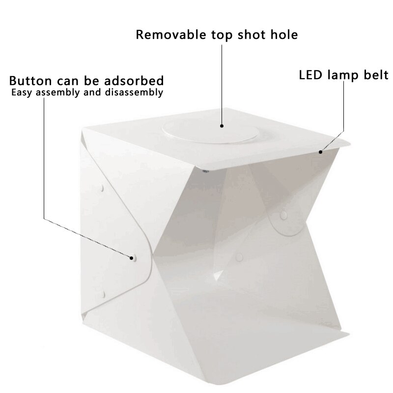 2 LED Vouwen Lightbox 40cm Mini Fotografie Studio Diffuse Soft Box Lightbox Fotografie Zwart Wit Achtergrond Kit Light box