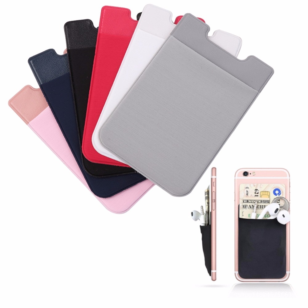 5Color Adhesive Sticker Phone Back Cards Wallet Case Credit ID Card Holder Cell Phone U-Shape Card Holder Pocket 5.8 x 8.8cm #50