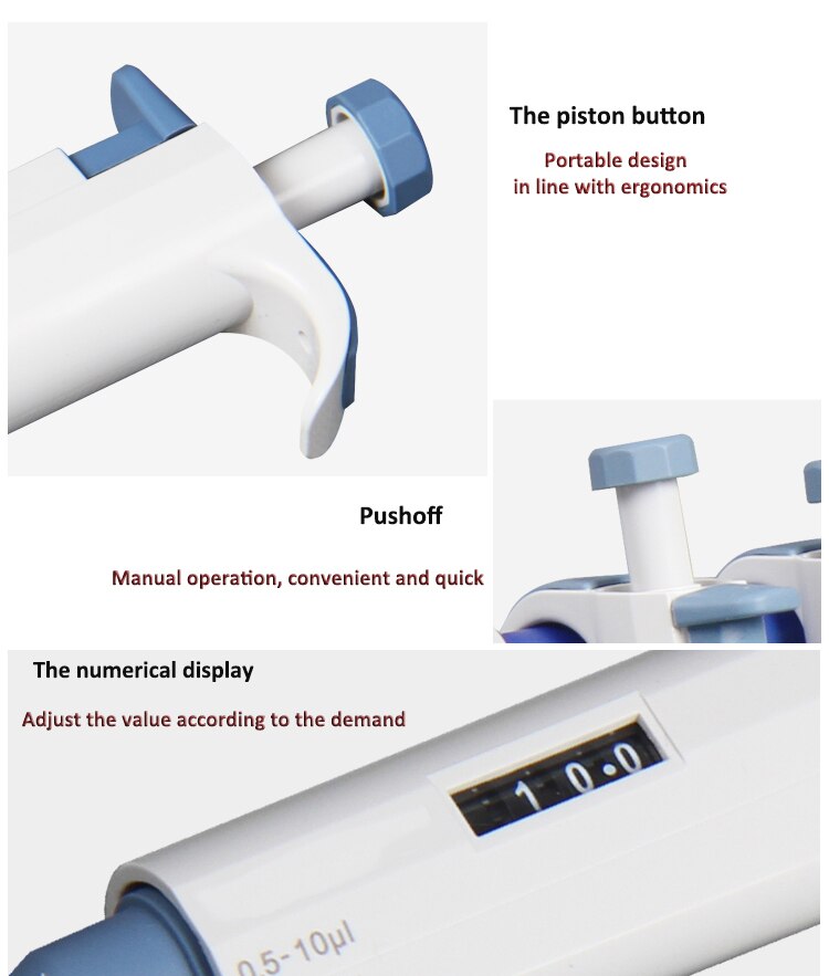 0.1-2.5ul Digitale Verstelbare Micro Pipet Micropipet Pipettor Gun Met 10ul Tip