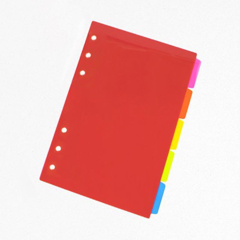 1Set A5 A6 Carpeta de hojas sueltas separador de índice PP colorido divisores de página de 6 agujeros