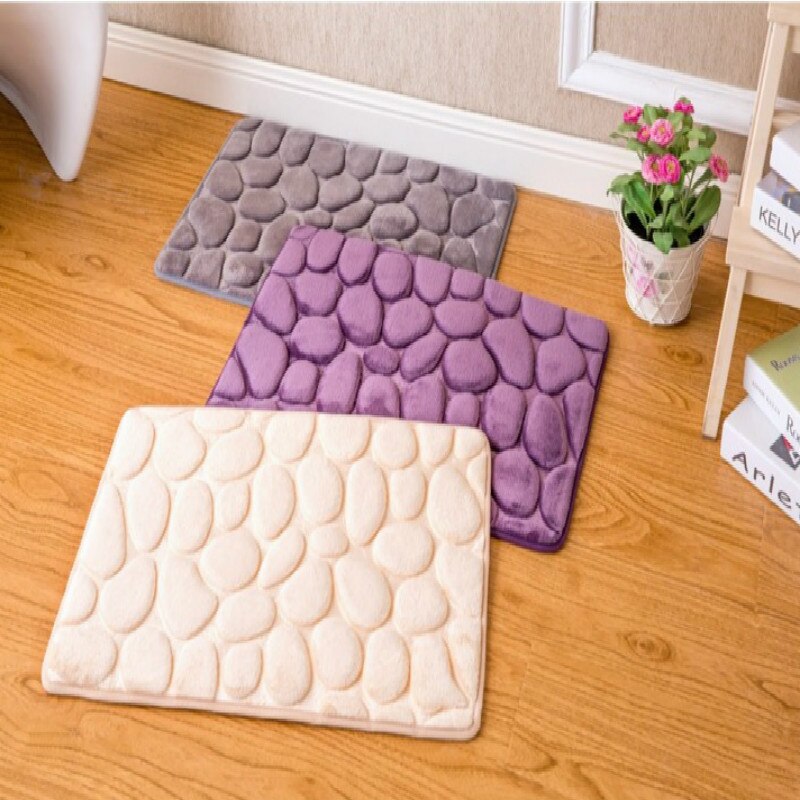 Badkamerkleedje/wc badmat tapijt - memory foam - parel wit - 49 x 49cm