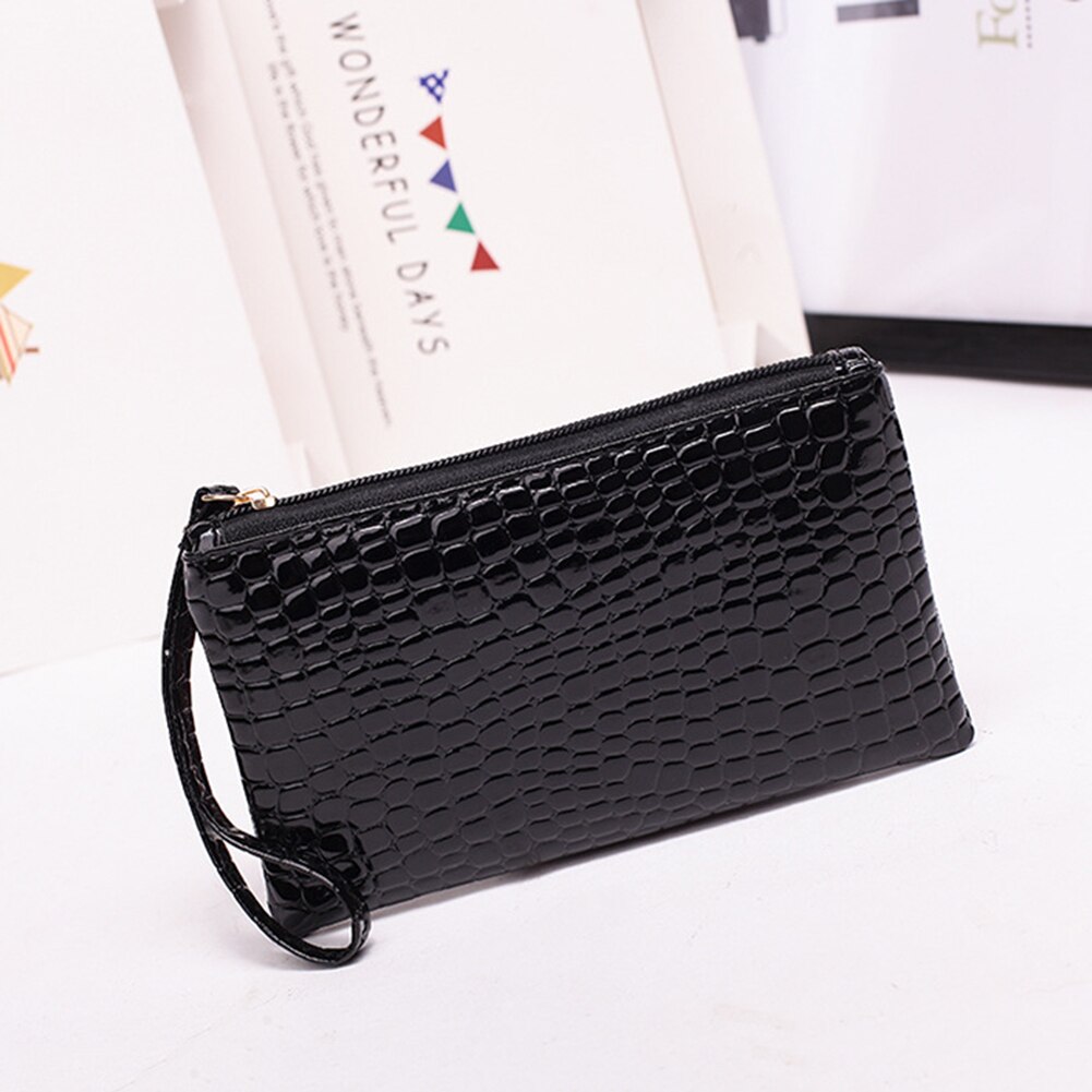 Mode Pu Leer Vrouwen Portemonnee Lange Pu Lederen Meerdere Kaarten Houder Clutch Vrouwelijke Portemonnee Portemonnee: Black