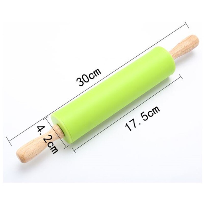 3 maten Siliconen Deegroller met Houten Handvat Gebak Meel Cake Deeg Patroon Roller Bakvormen Keuken Pastry Tool 4 Kleuren