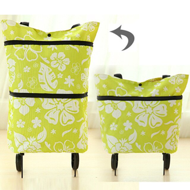 Folding Shopping Bag On Wheels Bag Food Shopping Organizer Trolley Bag Fruit Vegetables Shopping Cart Organizer Portable Bag: SKY BLUE