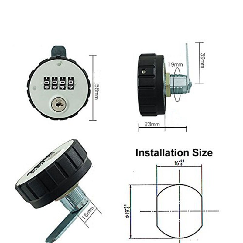 Combination Cabinet Cam Lock 4 Digit Keyless for Drawer Door Gym School Locker with Key Reset