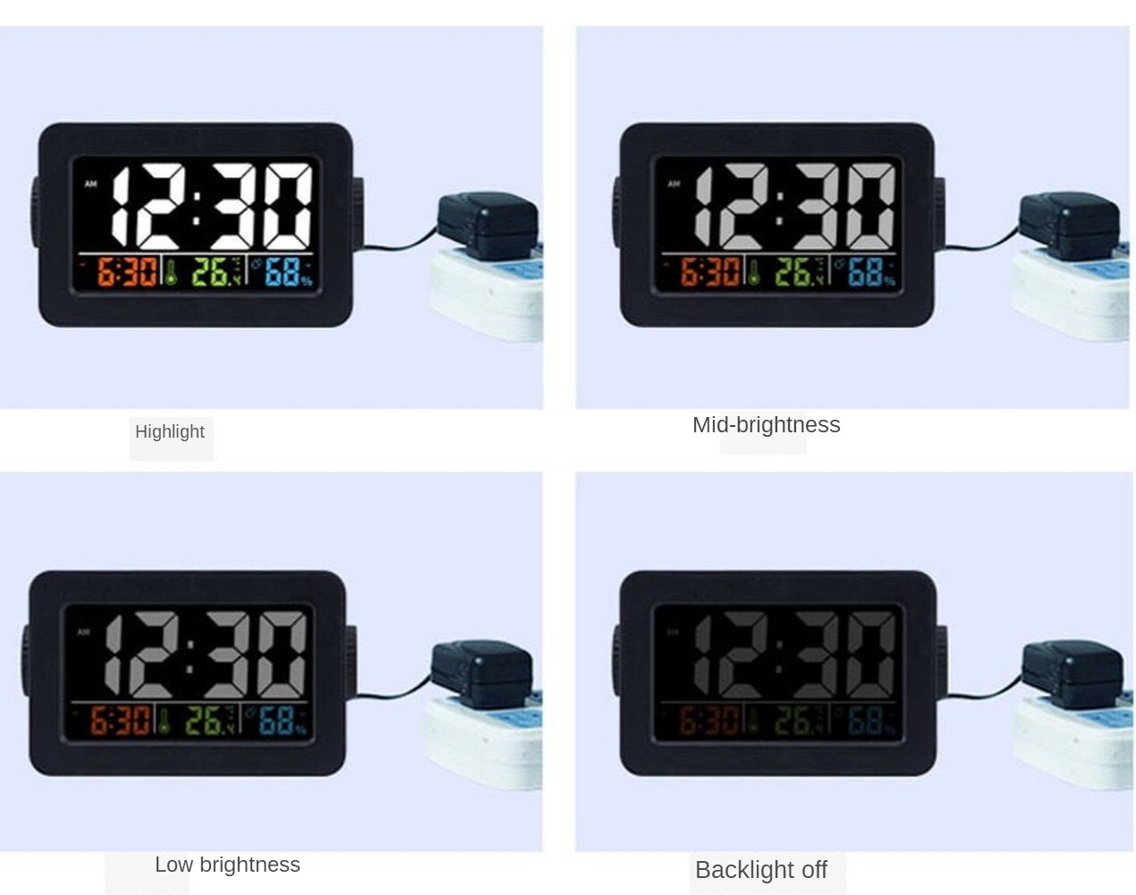 Digital Alarm Clock, Dekala Small Alarm Clocks with Temperature, Humidity, Dual Alarm, Dual USB Charging Ports for Bedroom, Desk