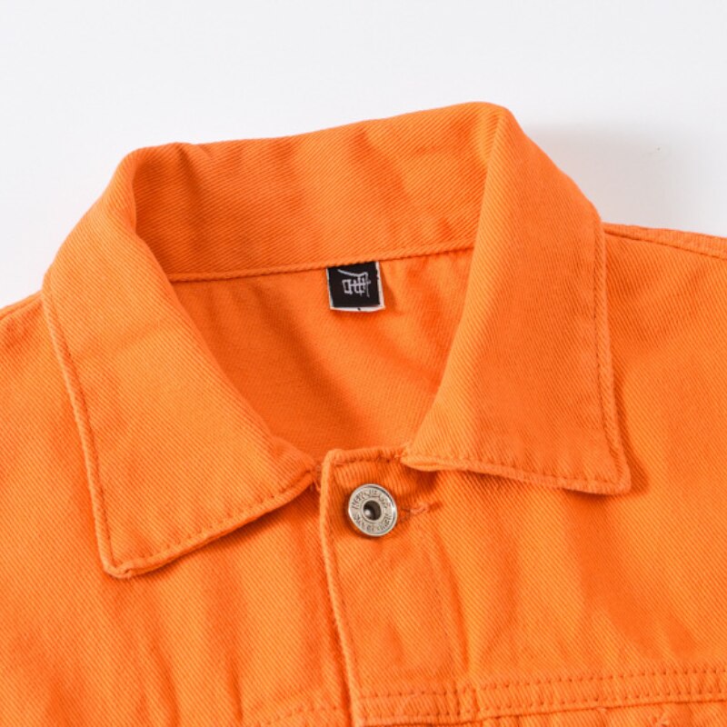 Veste classique en jean pour homme, couleur unie, Slim, Orange, violet, confortable, simple, manteau de