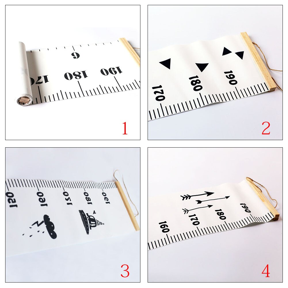 Rollable Ruler Photography Prop Kids Growth Chart Home Decoration Height Measure Hanging Wooden Simple