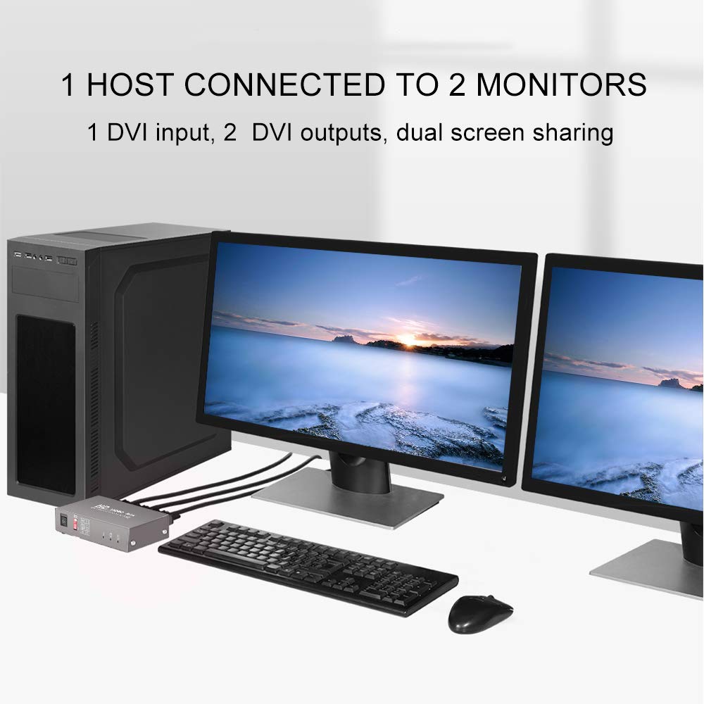 2 port DVI distributor 1X2 DVI Splitter Support 1 DVI Signal Synchronization to 2 Monitors
