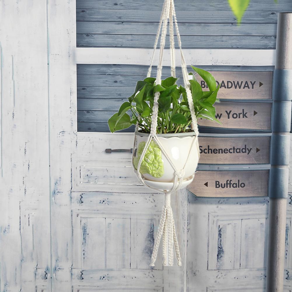 Macramé plantenhanger plantenbakmand touw pothouder hangende touwmand jute touw gevlochten hangend touw woondecoratie
