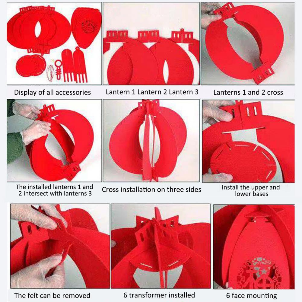 25/30cm Round Red Light Waterproof Fortune Red Paper Lanterns for Chinese Year Spring Festival Party Celebration Home Decor