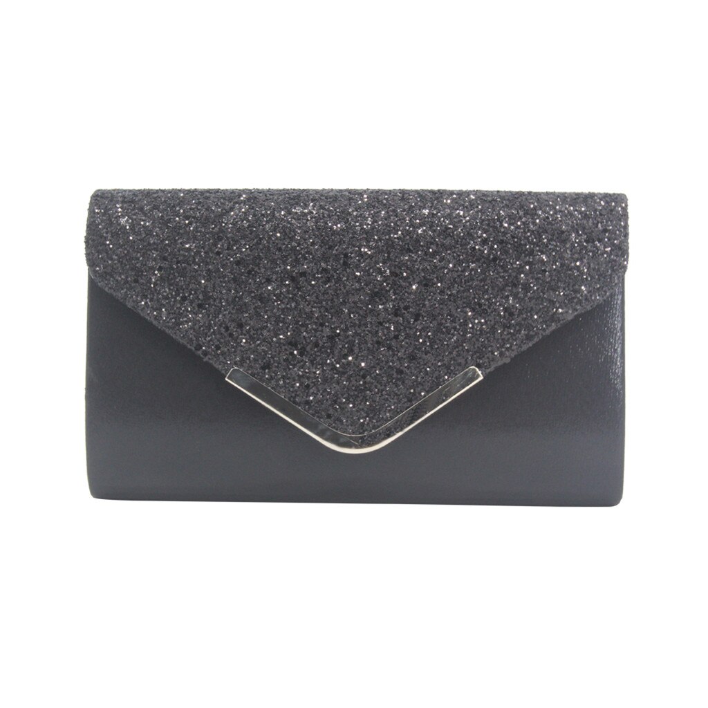 Aelicy Women's Clutch Silver Ladies' Evening Purse Vintage Chain Wallet Party Envelope Phone Handbag Bolsa Feminina: BK