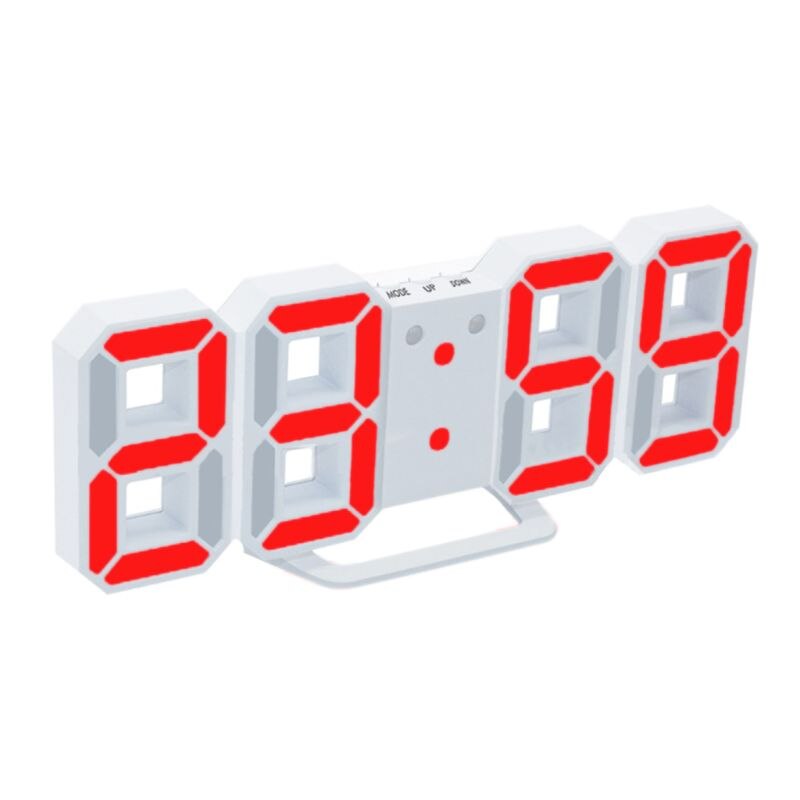 3D Morden LED Digital Wall Clock Table Desk Alarm Watch Durable Night Light Lamp X4YD: White Red Digits