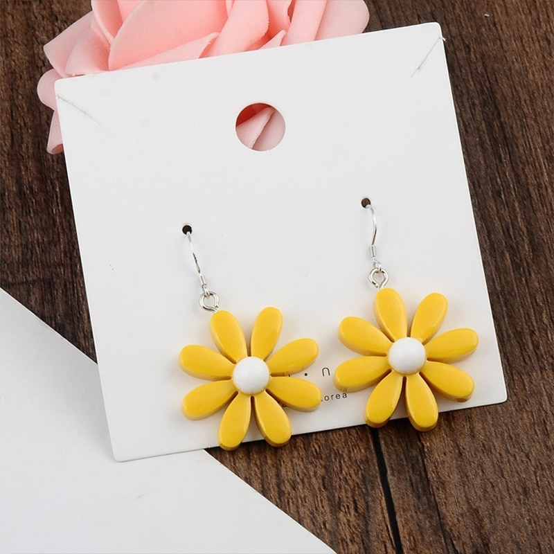 Koreaanse Stijl Daisy Bloem Oorbellen Leuke Acryl Zonnebloem Oorbellen Dangle Voor Vrouwen Meisjes Mooie Zomer Sieraden Brincos