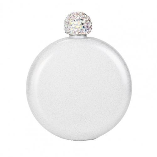 Liquor Hip Flask Lady Portable Wine Jug Stainless Steel Alcohol Flask Crystal Lid Drinkware Bottle Novelty Hip Flask: Silver