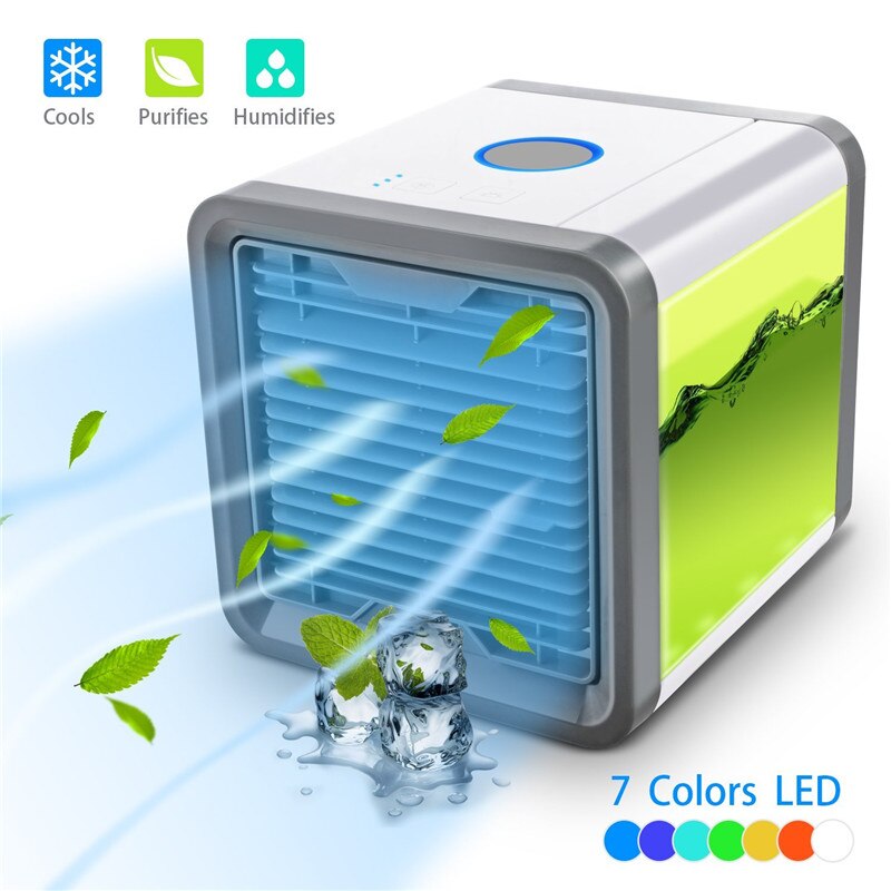 Aire acondicionado Personal humidificador enfriador Mini USB 7 Color de luz de escritorio ventilador de refrigeración de aire portátil enfriador de aire evaporativo