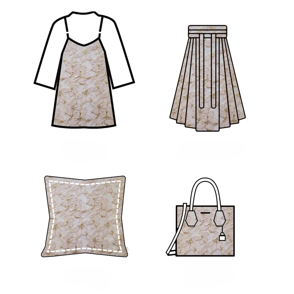 Reliëf Gouden Zijde Elegante Bloem Jacquard Stof Dames Zachte Jurk Pluizige Rok Waszak Diy Naaien Stof