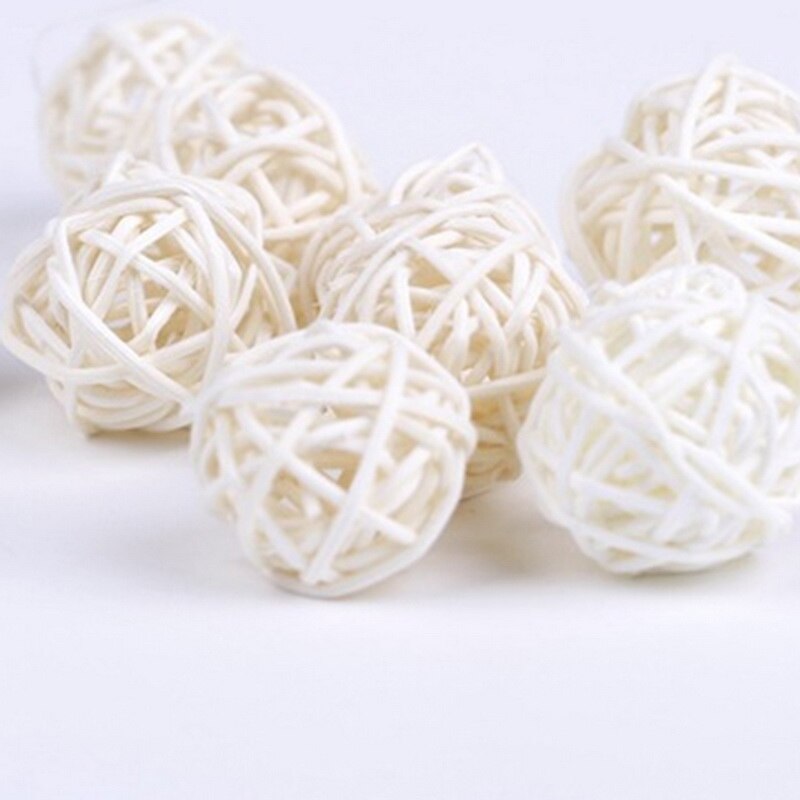 20pcs 3cm Multicolor Sepak Takraw Rattan Ball Birthday Party Decor Wedding Decorations Christmas Home Craft Ornament Baby Toys: White