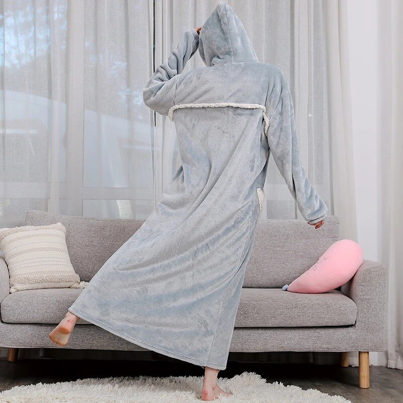 Natkjole til kvinder nattøj kåbe sød forår og efterår tyk dame vinter flannel herre #39 #39 lang koral fleece