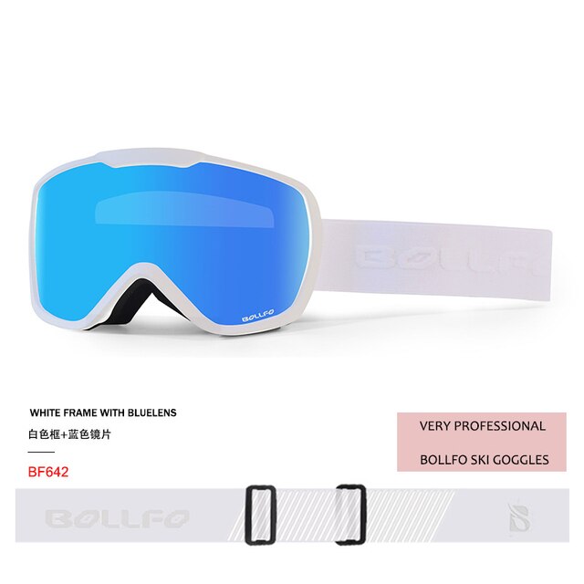 Double-Layer Skibril Grote Cilindrische Double-Layer Anti-Fog Ski Bril Voor Mannen En Vrouwen Ski apparatuur Kan Dragen Bijziendheid: Blauw