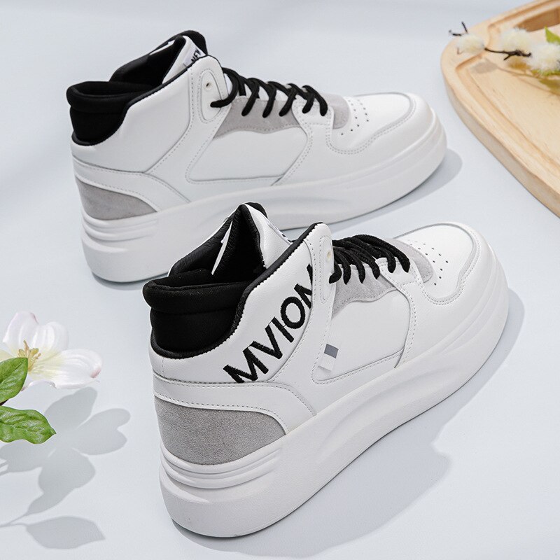 Baskets Femme En Cuir Compensées - Confortables, Respirantes Et Antidérapantes - Pour Sport, Randonnée Ou Ville - Design Chic