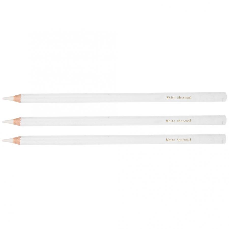 3 uds lápiz de carbón blanco dibujo pluma para resaltar arte pintura suministros lápiz de dibujo de arte blanco