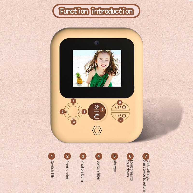 Children Camera 1080P HD 12MP 2.4 inch Screen Digital Video Photo Camera For Kids Instant Print Camera With Thermal Photo Papers