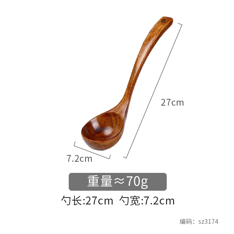 Houten Soeplepel Voor Het Koken Van Grote Lange Steel Ramen Lepel Massief Hout Anti-Aanbaklaag Speciale Lepel Keukengerei Accessoires: Paars