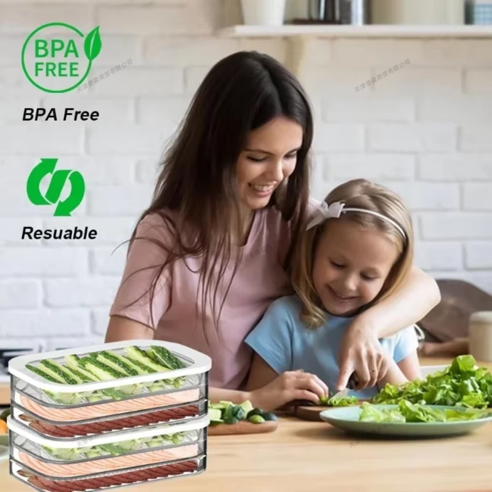 Stapelbarer Mittagessen-Fleischbehälter für Höhle Kühlschrank, Lebensmittel-Aufbewahrungsbox mit Deckel, Delikatessen-Fleisch-Aufbewahrungsbehälter für sterben Kühlschrank-Kälteaufbewahrung