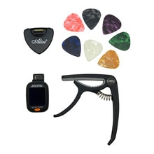Tool Kit Gitaar Tuner + Capo + Plectrum Houder + 7 Celluloid Picks Tuning Capotraste Mediator Case Guitarra Accessoires