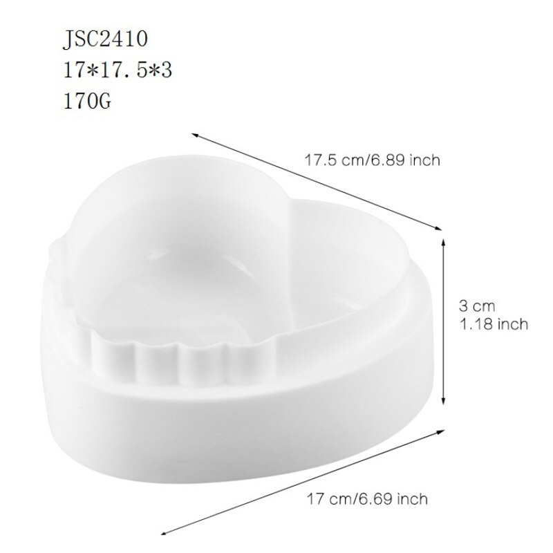 17 siliconen moussevormen, meerdere vormen witte cake, 3d vormen, hartvormige franse dessertbakvormen, taartdecoratiegereedschap: Jsc 2410