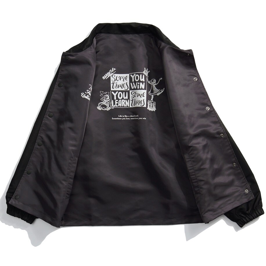 Double-sided Jackets Hip Hop Print Coaches Jackets Streetwear Casual Snap Button Windbreaker Jacket Coat Hipster Tops